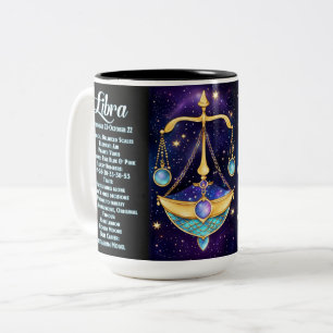 Personalised Jewel Galaxy Zodiac Libra Two-Tone Coffee Mug