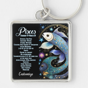 Personalised Jewel Galaxy Zodiac Pisces Key Ring