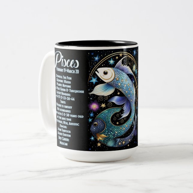 Personalised Jewel Galaxy Zodiac Pisces Two-Tone Coffee Mug (Front Left)