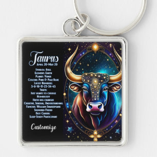 Personalised Jewel Galaxy Zodiac Taurus Key Ring