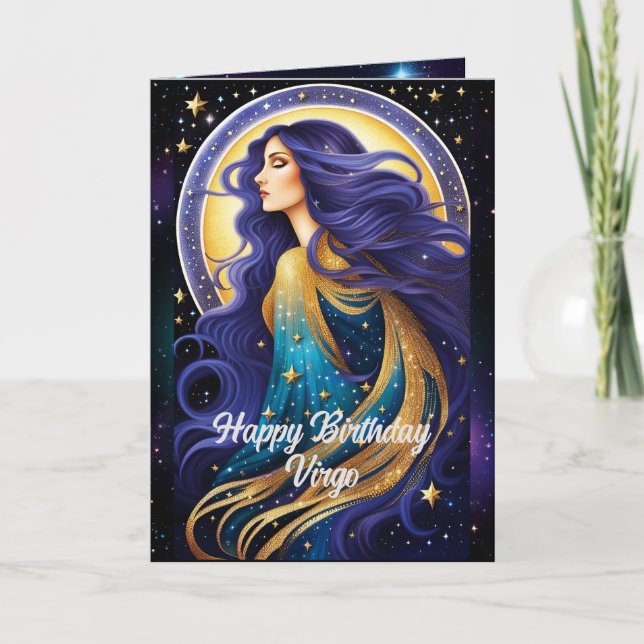 Personalised Jewel Galaxy Zodiac Virgo Card (Front)