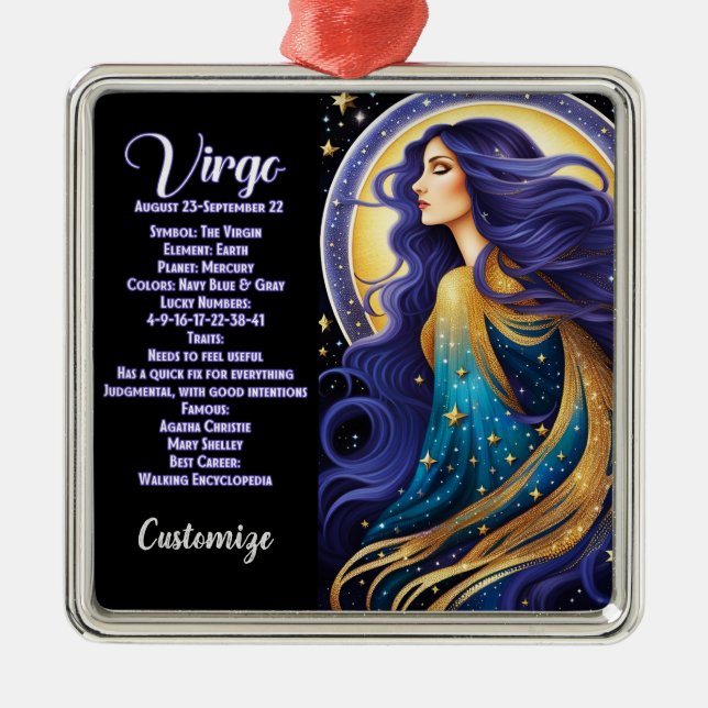 Personalised Jewel Galaxy Zodiac Virgo Metal Tree Decoration (Front)