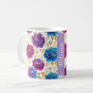 Personalised Jewel Tone Floral Classic 11oz Mug