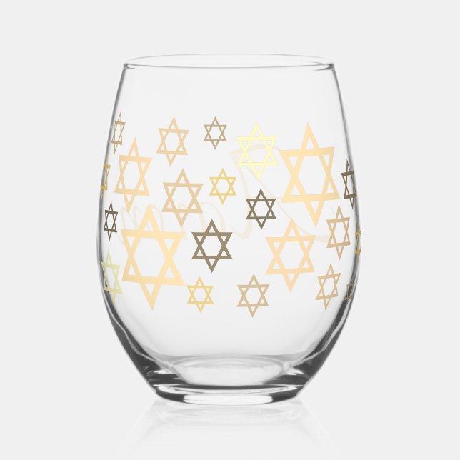 Personalised Jewish Passover  Stemless Wine Glass (Front)