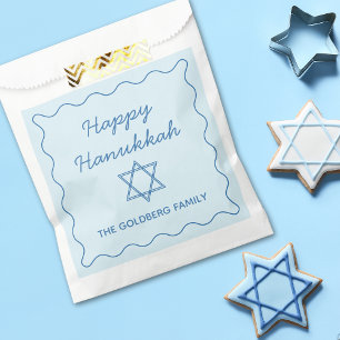 Personalised Jewish Star Blue Happy Hanukkah Party Favour Bags