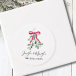 Personalised Jingle And MIngle Christmas Favour Tags<br><div class="desc">These Christmas party favour tag is decorated with watercolor green mistletoe,  a red ribbon,  and stylish script typography that says "Jingle And Mingle"
Easily customisable.
Original Watercolour © Michele Davies.</div>