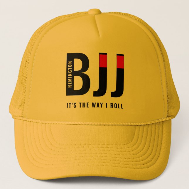Personalised Jiu Jitsu BJJ Black Belt Trucker Hat (Front)