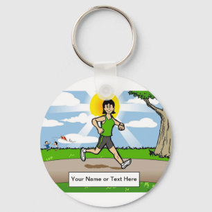 Personalised Jogger, Runner - Female Cartoon  Key Ring