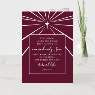 Personalised John 3:16 Scripture Burgundy Star Foil Holiday Card