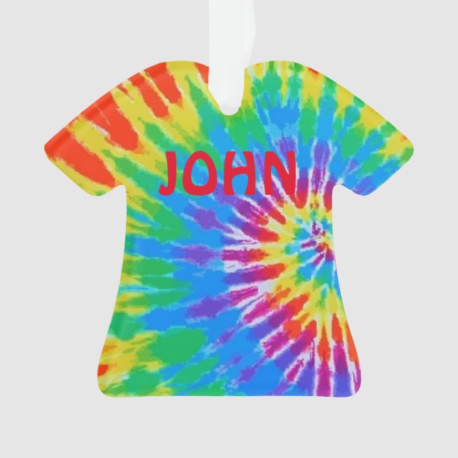 Personalised John Tie Dye Spiral Rainbow Ornament (Front)