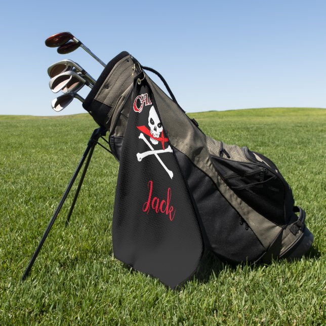 Personalised Jolly Roger (Cutlass) Golf Towel (Green)