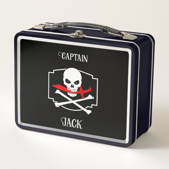 Personalised Jolly Roger (Cutlass)  Metal Lunch Box (Front)