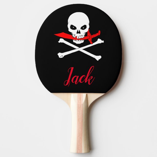 Personalised Jolly Roger (Cutlass)Ping Pong Paddle (Front)