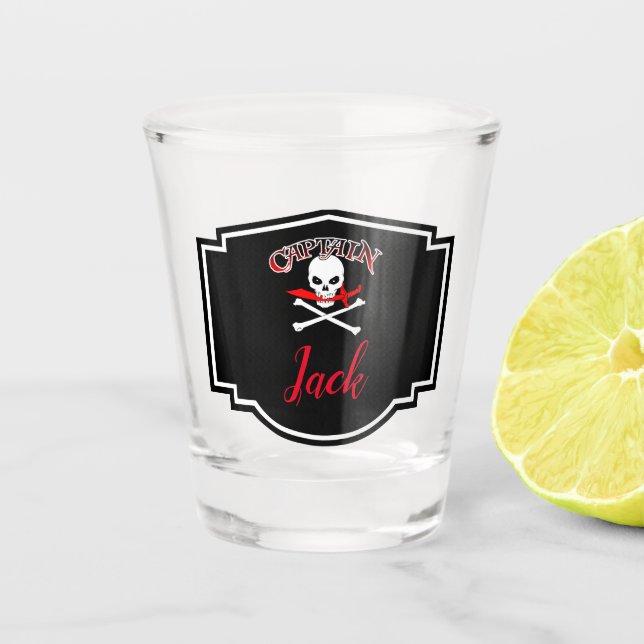 Personalised Jolly Roger (Cutlass)  Shot Glass (Front)