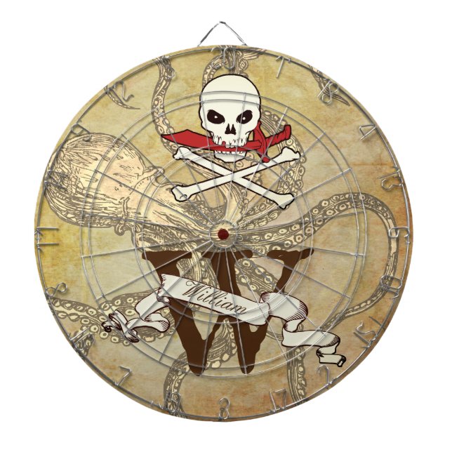Personalised Jolly Roger Monogram Initial Dartboard (Front)