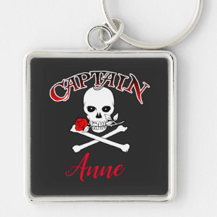 Personalised Jolly Roger (Rose)  Keychain