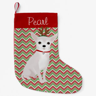 Personalised Jolly White Chihuahua Small Christmas Stocking