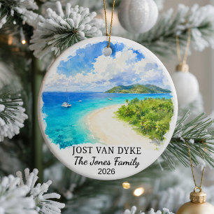 Personalised Jost Van Dyke Ceramic Ornament, Custo Tree Decoration