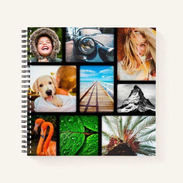 Personalised Journal 18 Photo Collage Black Frame (Front)