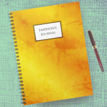Personalised Journal for Men Retro Orange Yellow