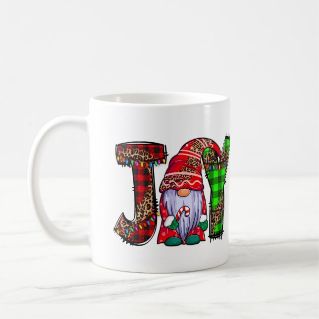 Personalised Joy Gnomes Merry Christmas Gift Coffee Mug (Left)