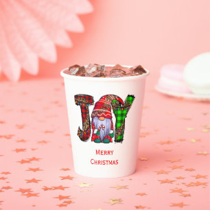 Personalised Joy Gnomes Merry Christmas Paper Cups