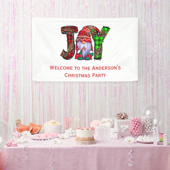 Personalised Joy Gnomes Merry Christmas Party Banner (Party)