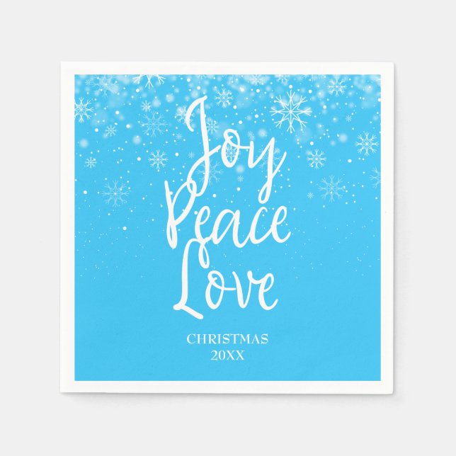 Personalised Joy Peace Love Napkin (Front)