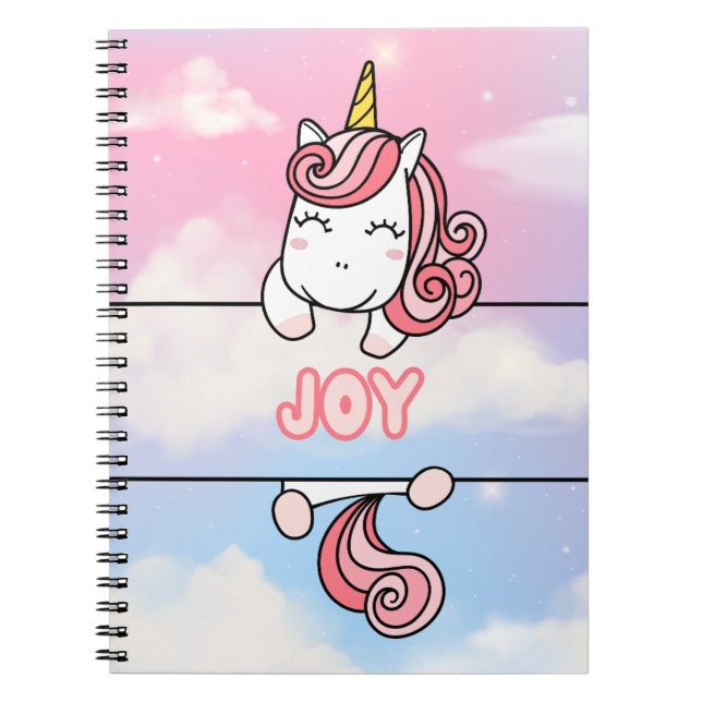 Personalised Joy Unicorn Girlie Notebook (Front)