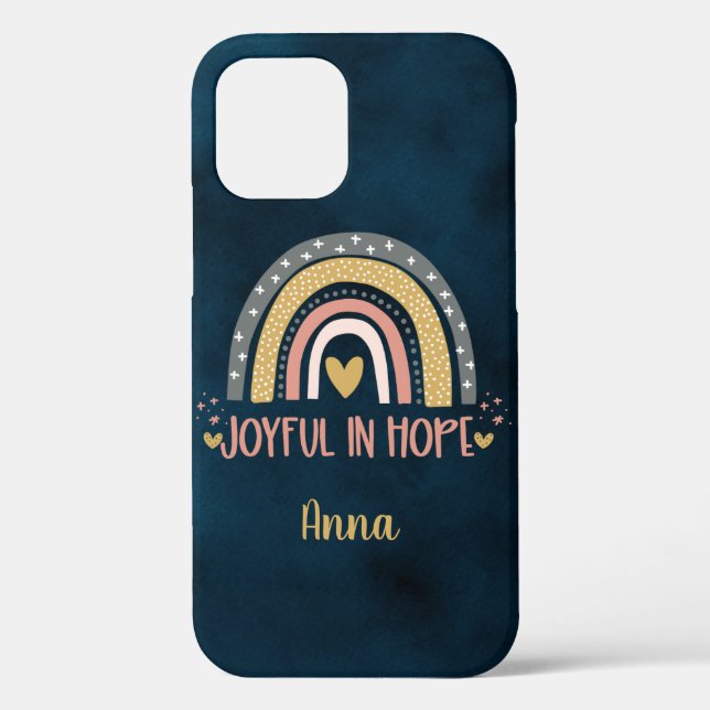 Personalised Joyful In Hope Christian Rainbow Case-Mate iPhone Case (Back)