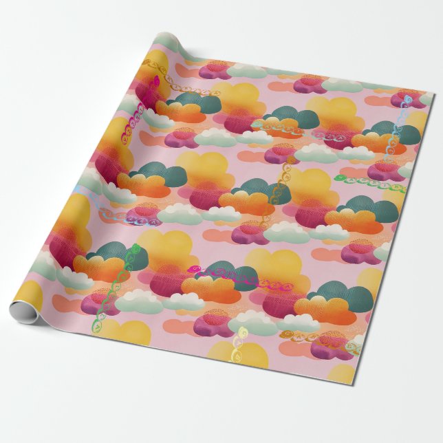 Personalised Joyful Watercolor Wrapping Paper (Unrolled)