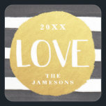 Personalised Joyous Stripes Stickers / LOVE<br><div class="desc">Black watercolor stripes with a gold foil like circle,  reading LOVE. Easy to personalise and customise! Stylish,  bright,  simple - perfect!  Product does not contain actual gold foil.</div>
