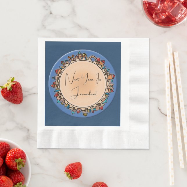 Personalised Judaica Jerusalem Napkin (Insitu)
