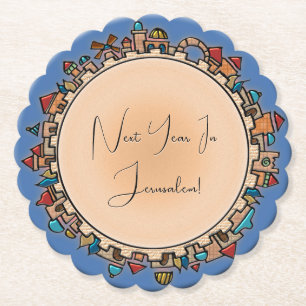 Personalised Judaica Jerusalem Paper Coaster