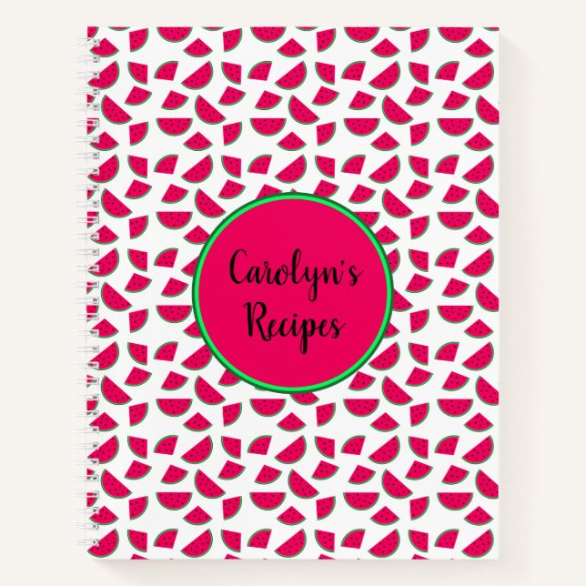Personalised, juicy fruit, red watermelon pattern notebook (Front)