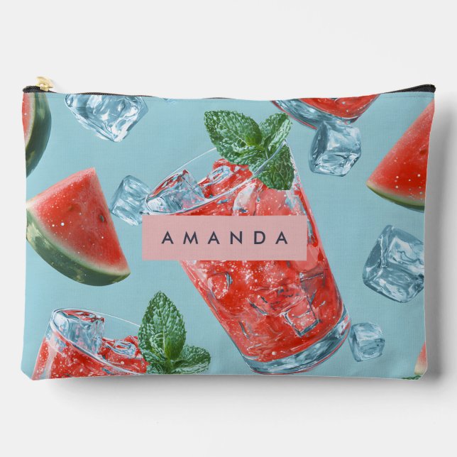 Personalised Juicy Watermelon Mint Sparkle Accessory Pouch (Front)
