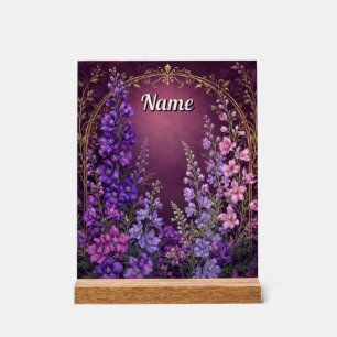 Personalised July Birth Flower Larkspur Acrylic Sign