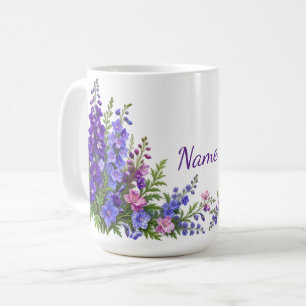 Personalised July Birth Flower Larkspur Coffee Mug