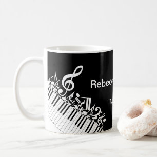 Personalised Jumbled Musical Notes and Piano Keys Coffee Mug