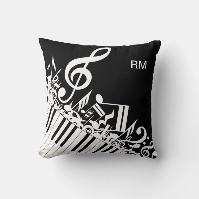 Personalised Jumbled Musical Notes and Piano Keys Cushion (Front)