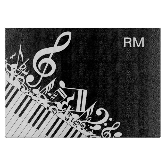 Personalised Jumbled Musical Notes and Piano Keys Cutting Board (Front)