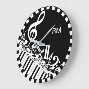 Personalised Jumbled Musical Notes and Piano Keys Large Clock