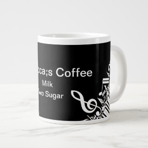 Personalised Jumbled Musical Notes and Piano Keys Large Coffee Mug
