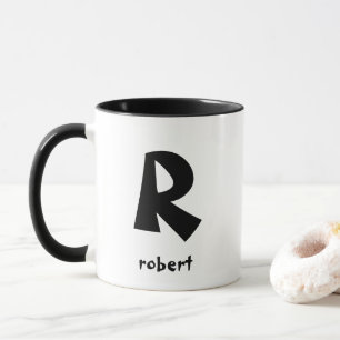 Personalised Jumbo Black Initial Monogam Name Mug