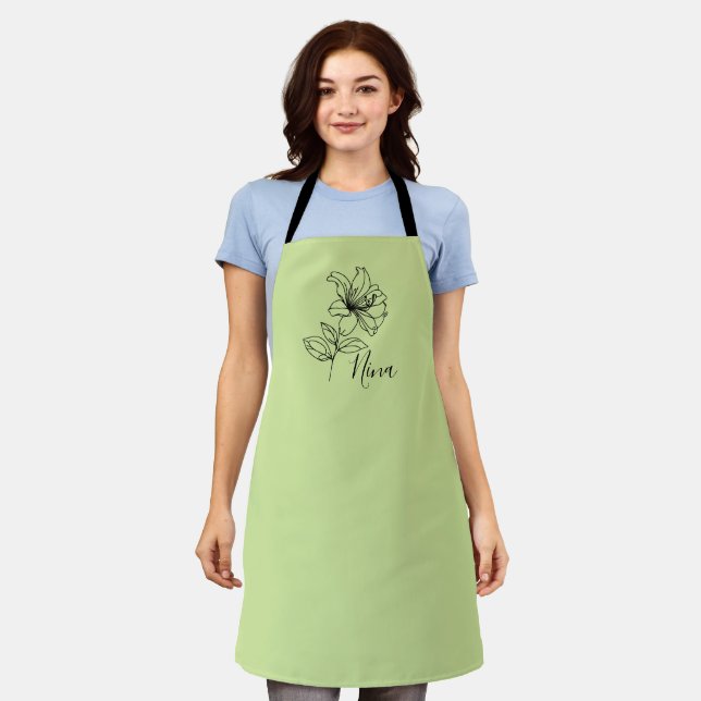 Personalised June Honeysuckle Birth Flower Gift  Apron (Worn)