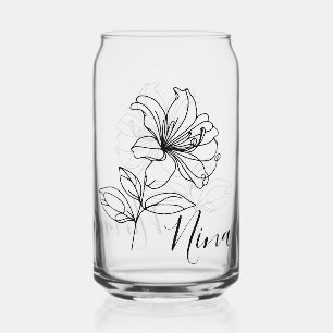 Personalised June Honeysuckle Birth Flower Gift  Can Glass