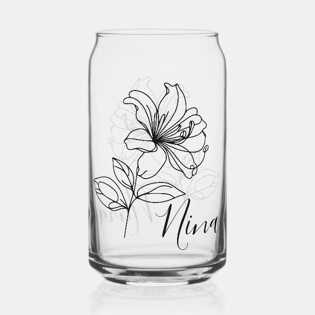 Personalised June Honeysuckle Birth Flower Gift  Can Glass (Front)