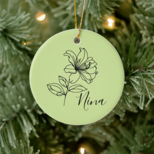 Personalised June Honeysuckle Birth Flower Gift  Ceramic Tree Decoration