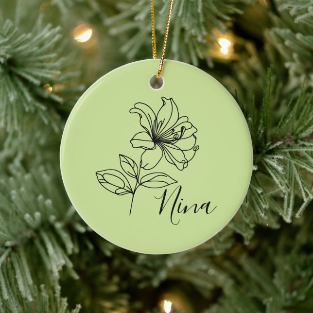 Personalised June Honeysuckle Birth Flower Gift  Ceramic Tree Decoration (Tree)