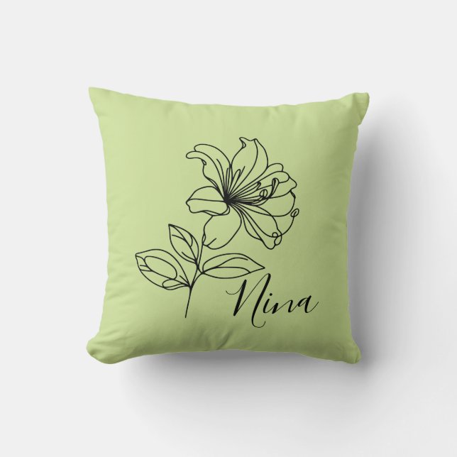 Personalised June Honeysuckle Birth Flower Gift  Cushion (Front)